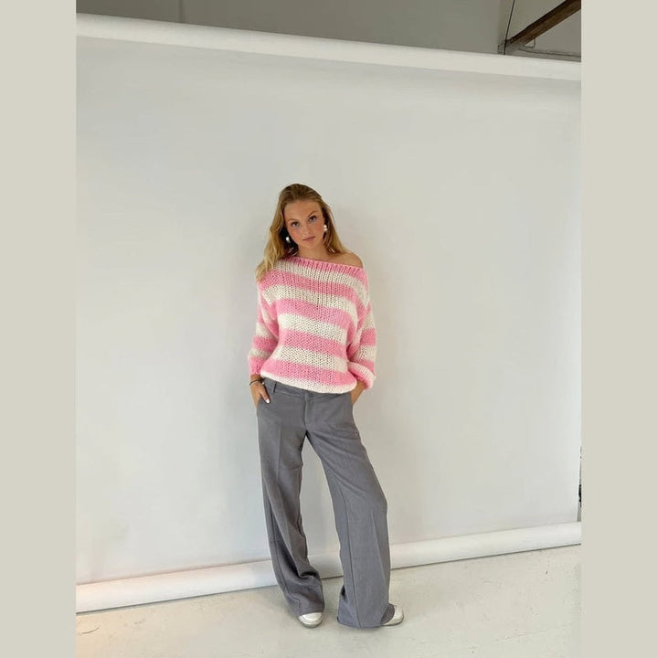 Sweter damski | Dzianina w paski