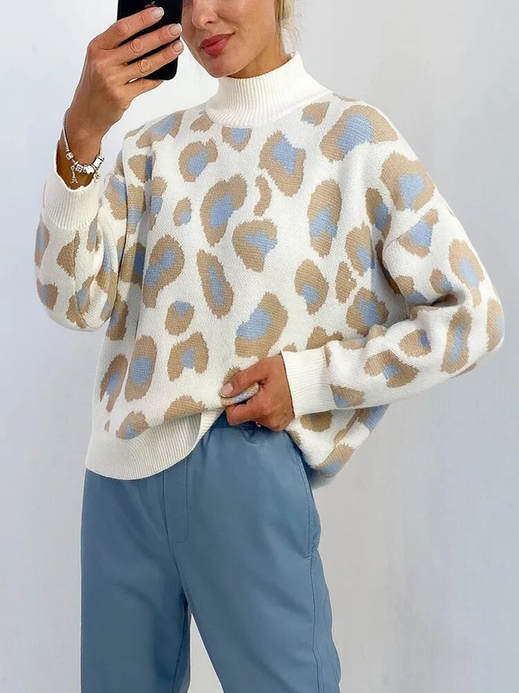 Sweter damski | Golf z nadrukiem