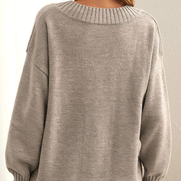 Damski miękki sweter z dekoltem w serek