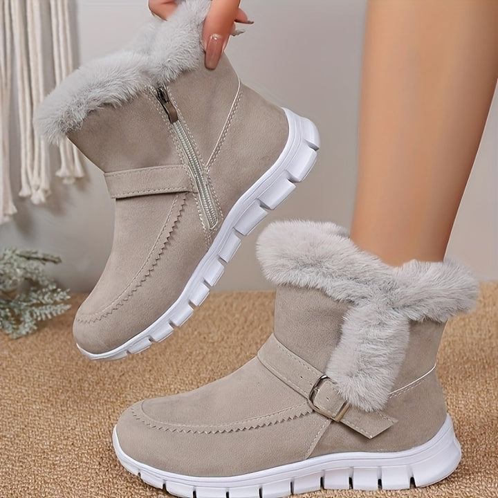 Buty zimowe damskie ocieplane z zamkiem