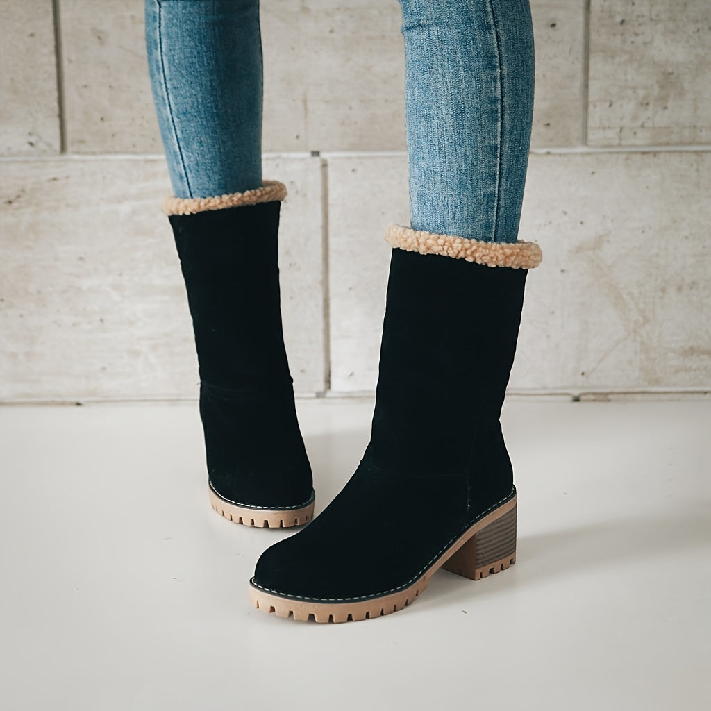 Buty zimowe damskie wsuwane z futerkiem