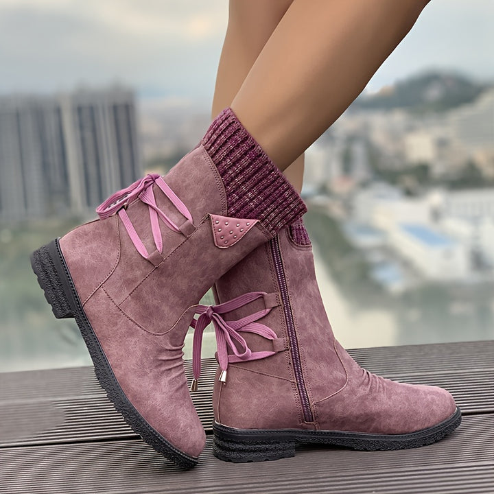Buty zimowe damskie za kostkę sznurowane