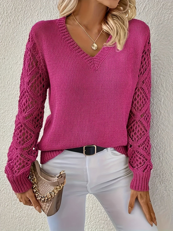 Sweter damski | wycięcie w serek