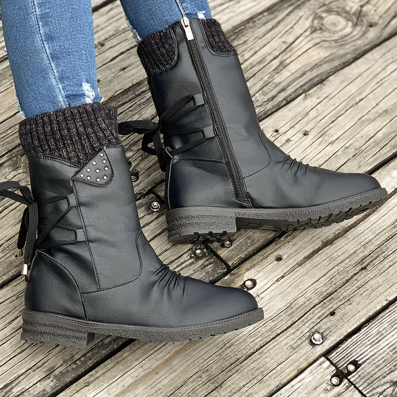 Buty zimowe damskie za kostkę sznurowane