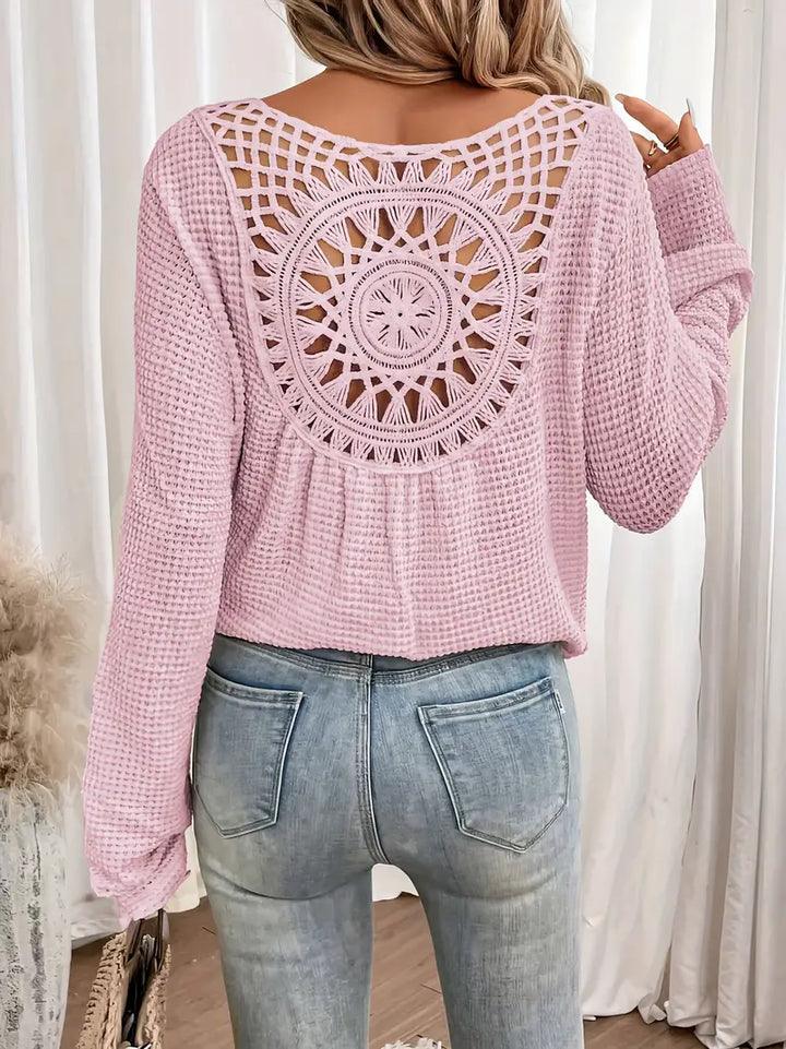 Sweter damski dzianinowy | dekolt w serek