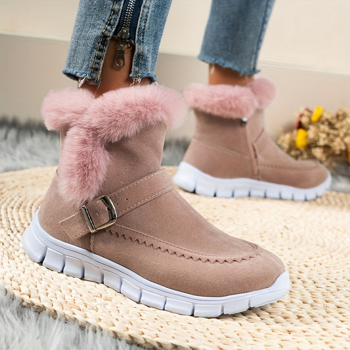 Buty zimowe damskie ocieplane z zamkiem