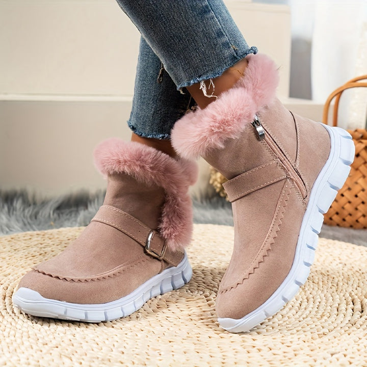 Buty zimowe damskie ocieplane z zamkiem