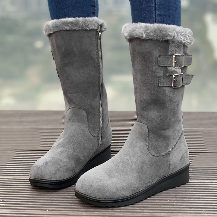 Buty zimowe damskie za kostkę z zamkiem