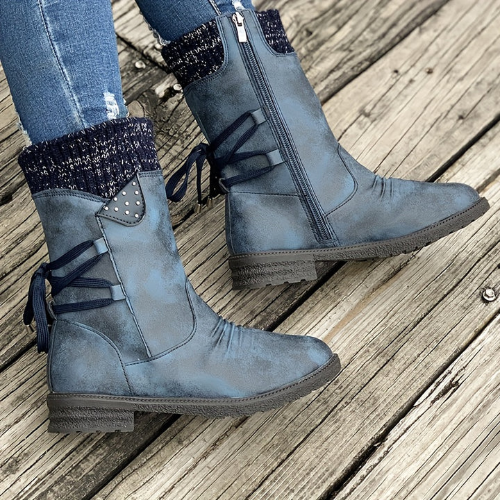 Buty zimowe damskie za kostkę sznurowane