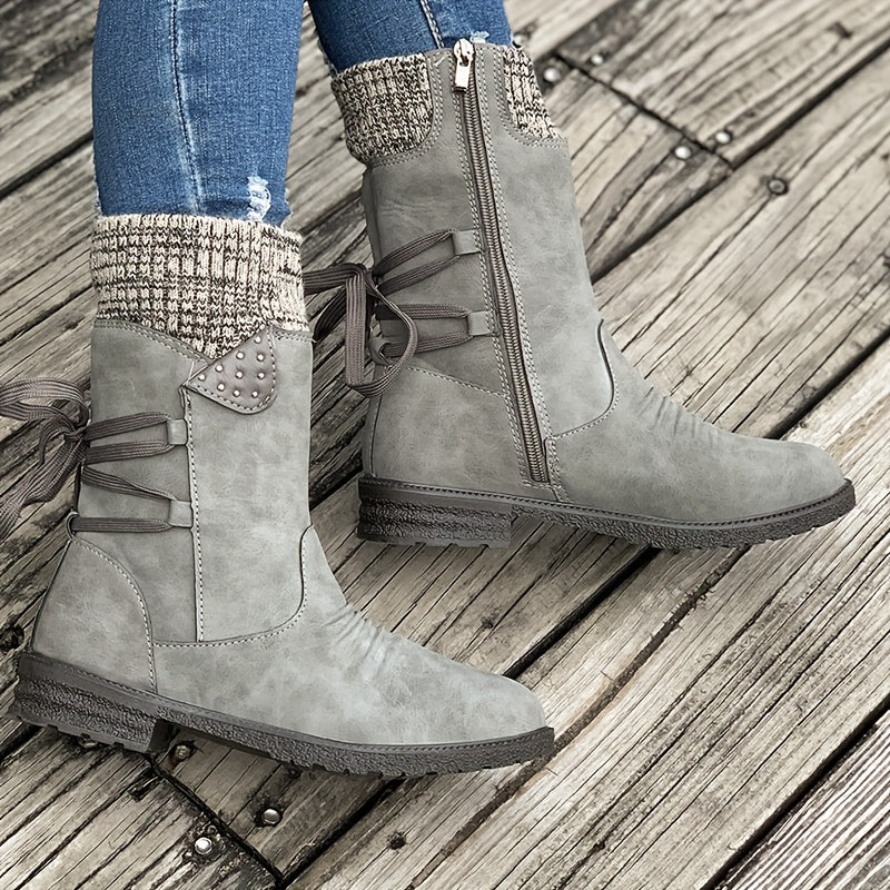 Buty zimowe damskie za kostkę sznurowane