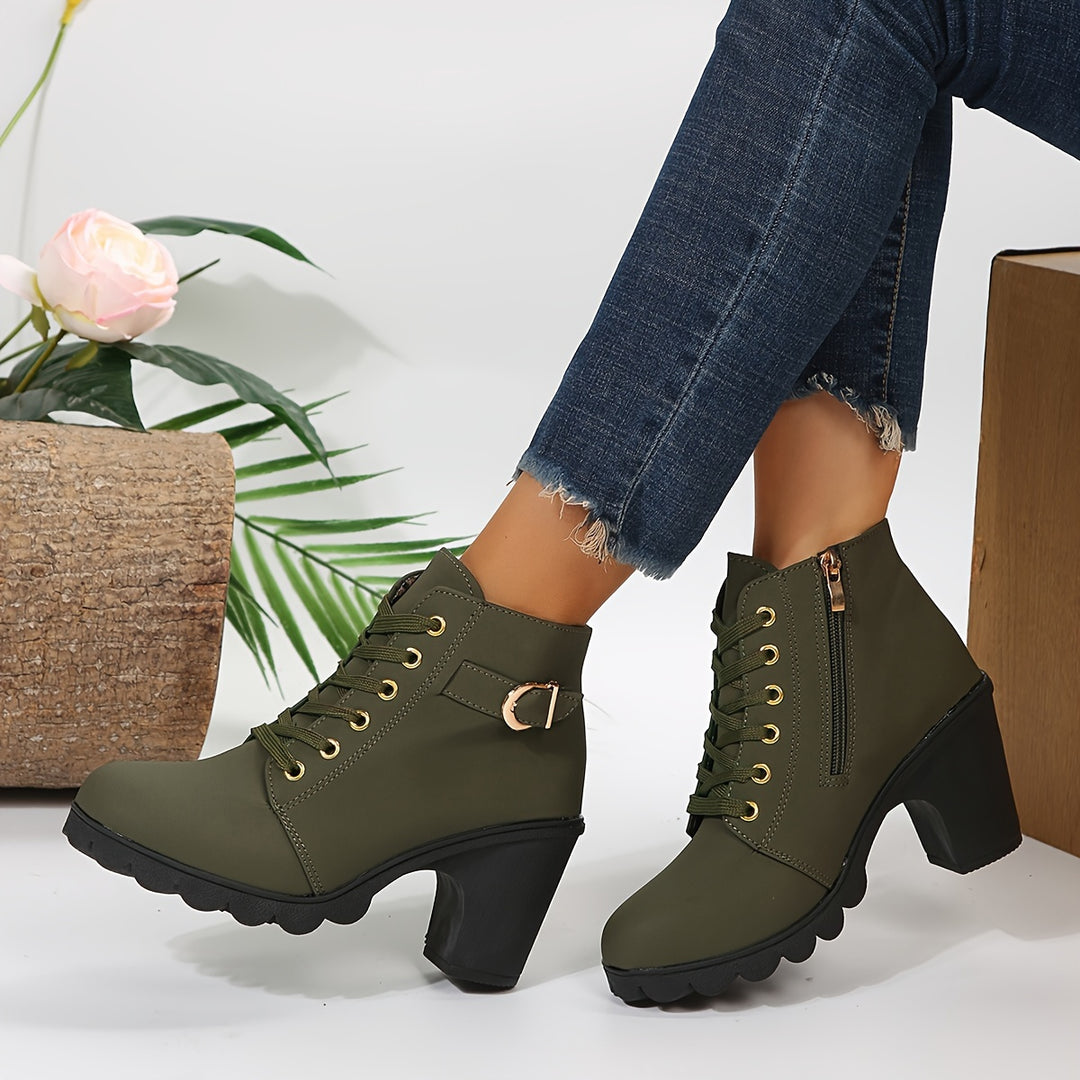 Buty zimowe damskie na obcasie