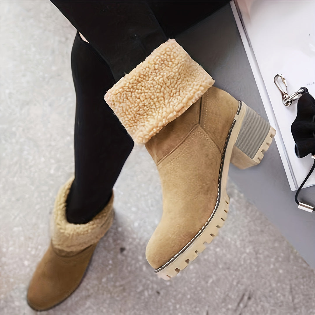 Buty zimowe damskie wsuwane z futerkiem