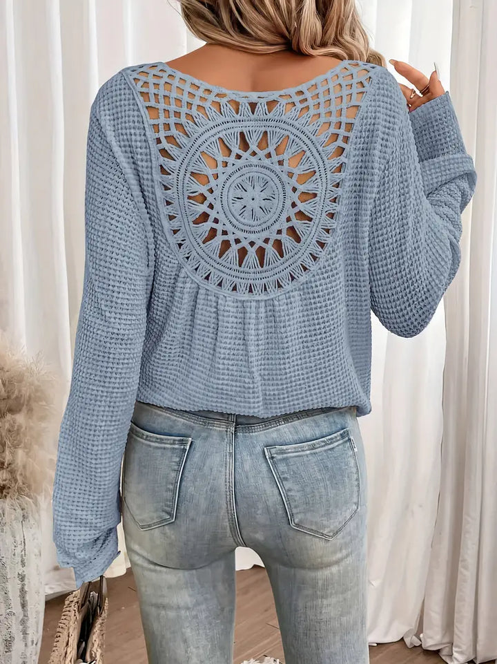 Sweter damski dzianinowy | dekolt w serek