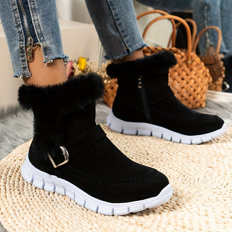 Buty zimowe damskie ocieplane z zamkiem