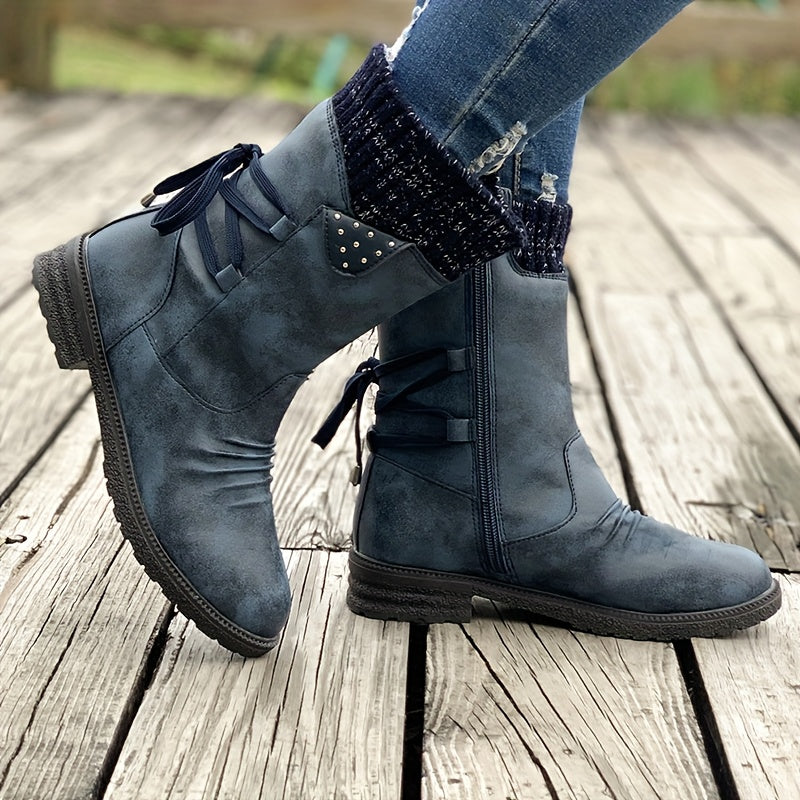 Buty zimowe damskie za kostkę sznurowane