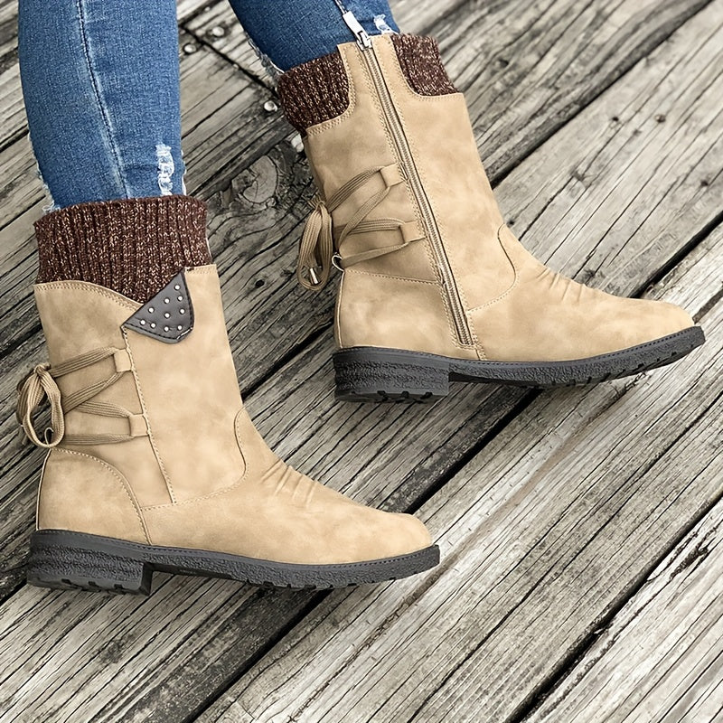 Buty zimowe damskie za kostkę sznurowane