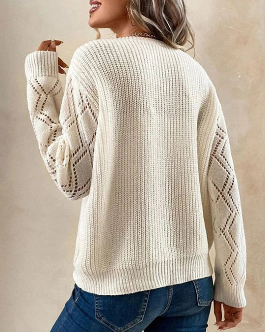 Sweter damski | dzianinowy dekolt w serek