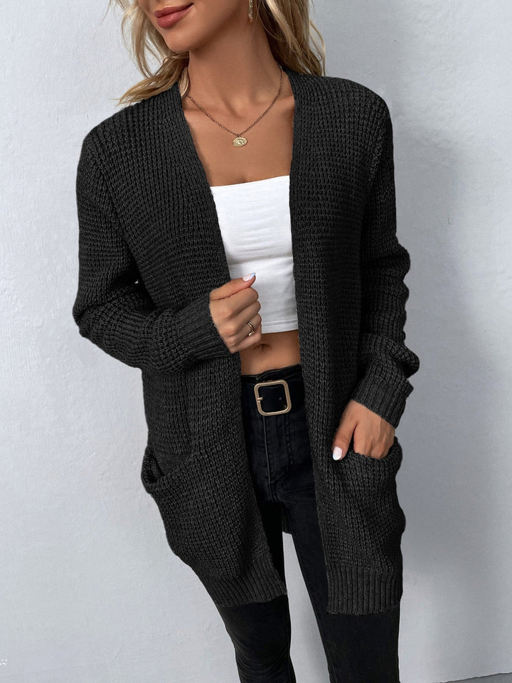Sweter damski z dzianiny – kardigan damski otwarty z przodu